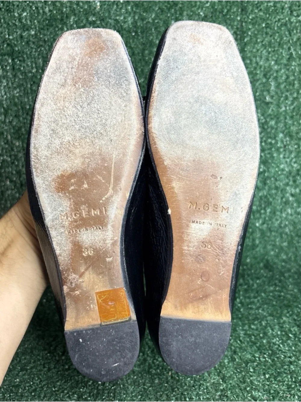 M Gemi The Danza Ballet Flats Black Patent Leather Square Toe Bow Women's Size 6